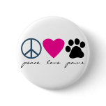 Peace Love Paws Buttons
