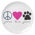 Peace Love Paws Party Plate