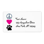 Peace Love Paws Shipping Label