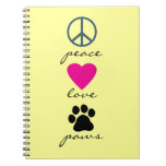 Peace Love Paws Spiral Notebooks