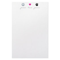 Peace Love Paws Customized Stationery