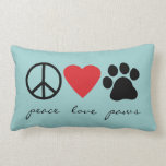 Peace Love Paws Throw Pillow