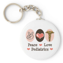 Peace Love Pediatrics Pediatrician Key Chain