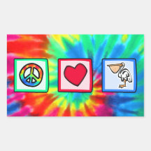 Peace, Love, Pelicans Rectangular Sticker