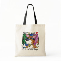 Peace Love Pembroke Welsh Corgi Canvas Bag