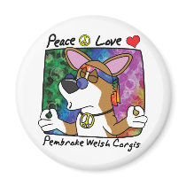 Peace Love Pembroke Welsh Corgi Fridge Magnet