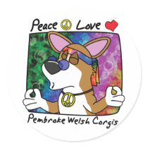 Peace Love Pembroke Welsh Corgi Stickers