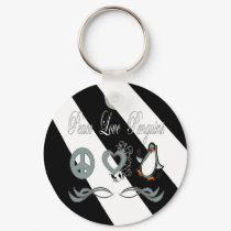 Peace Love Penguins keychains by FracturedTees Peace Love Penguins keychains