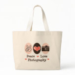 Peace Love Photography Camera Tote Bag