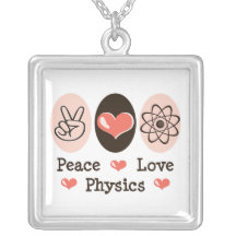 Peace Love Physics Sterling Silver Necklace