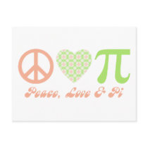 Peace, Love & Pi - Pink and Green Postcards