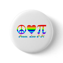Peace, Love & Pi Rainbow buttons