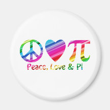 Peace, Love, Pi Rainbow Magnet