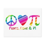Peace, Love, Pi Rainbow postcards