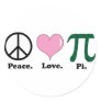 peace love pi round sticker