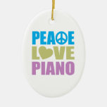 Peace Love Piano Christmas Tree Ornaments