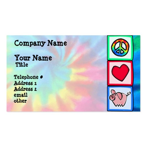 Peace, Love, Pigs Business Card Template