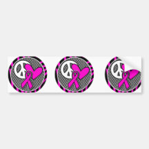 peace love pink awareness ribbon bumper stickers