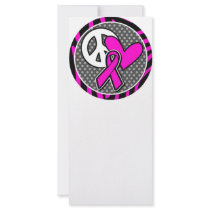 peace love pink awareness ribbon rack card design