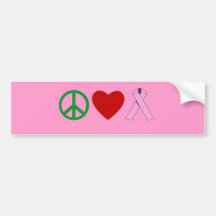 Peace Love Pink Ribbon T shirts, Mugs Bumper Stickers