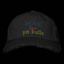 peace, love, pit bulls rugged cap embroidered hats