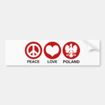 Peace Love Poland Bumper Stickers