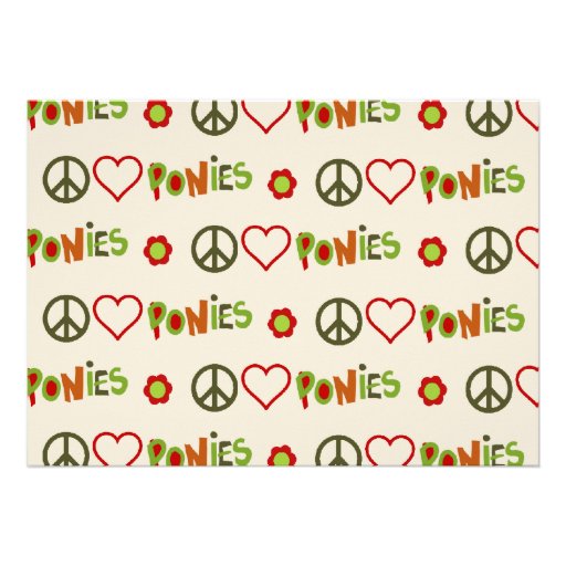 Peace Love Ponies Birthday Invitation for Girls
