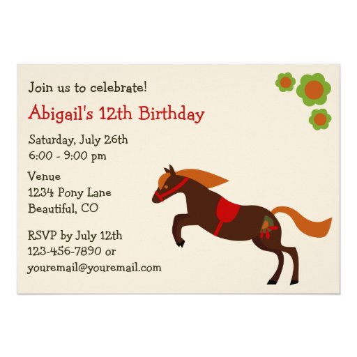 Peace Love Ponies Girl's Birthday Invitation