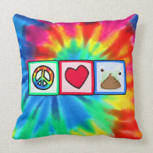 Peace, Love, Poop Throw Pillow