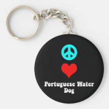 Peace love Portuguese Water Dog Keychains