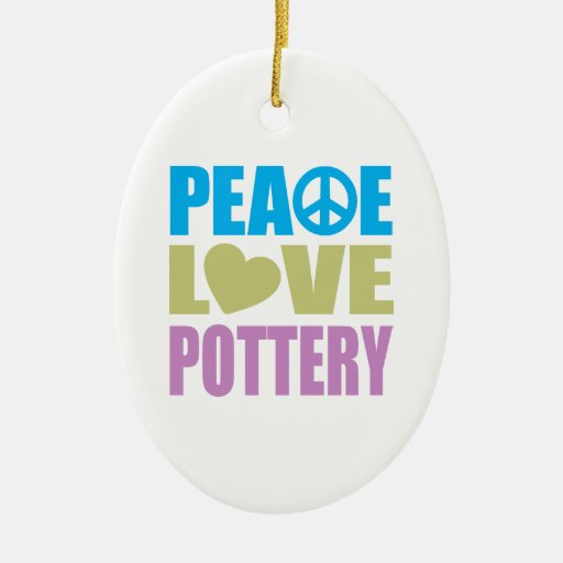Peace Love Pottery Christmas Ornament
