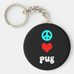 Peace love Pug Key Chain