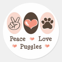Peace Love Puggles Stickers