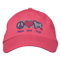 Peace Love Pugs Embroidered Hat (Pretty)