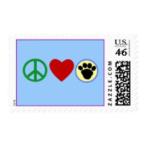 Peace Love Puppy Paws T shirts, Gifts Postage Stamps