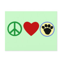 Peace Love Puppy Paws T shirts, Gifts postcards