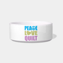 Peace Love Quilt Cat Food Bowl