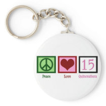Peace Love Quinceañera Keychains