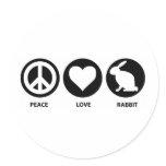 Peace Love Rabbit Round Stickers