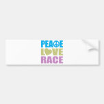 Peace Love Race Bumper Sticker