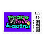 Peace, Love, Racing Postage Stamp