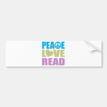 Peace Love Read Bumper Sticker