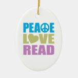 Peace Love Read Ornament