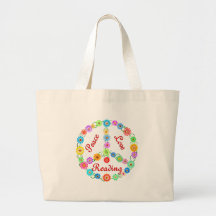 Peace Love Reading Canvas Bag