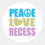 Peace Love Recess Round Stickers