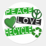 PEACE LOVE RECYCLE 1 T-Shirts & Gifts Round Sticker