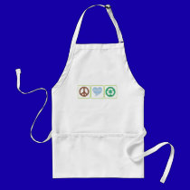 PEACE LOVE RECYCLE aprons