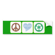 PEACE LOVE RECYCLE bumper stickers by hdowney PEACE LOVE RECYCLE bumper stickers