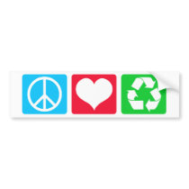 Peace Love Recycle bumper stickers