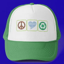 PEACE LOVE RECYCLE hats